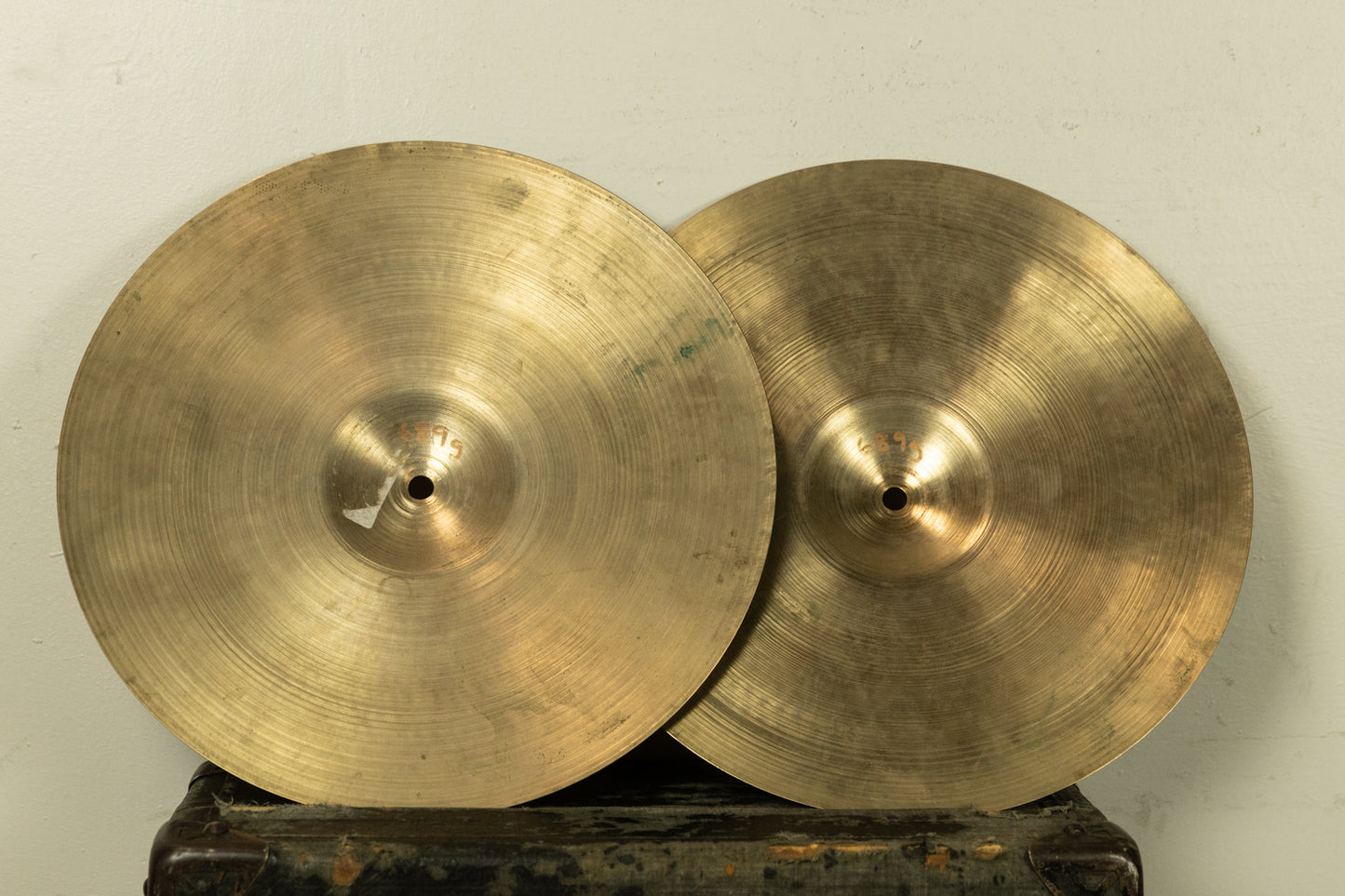 1960s A Zildjian 14" Paper Thin Hi Hat Cymbals 689g 689g