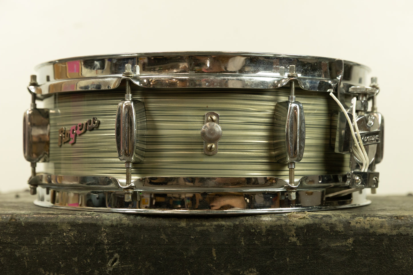 1960s Rogers 5x14 Steel Gray Ripple Powertone Snare Drum