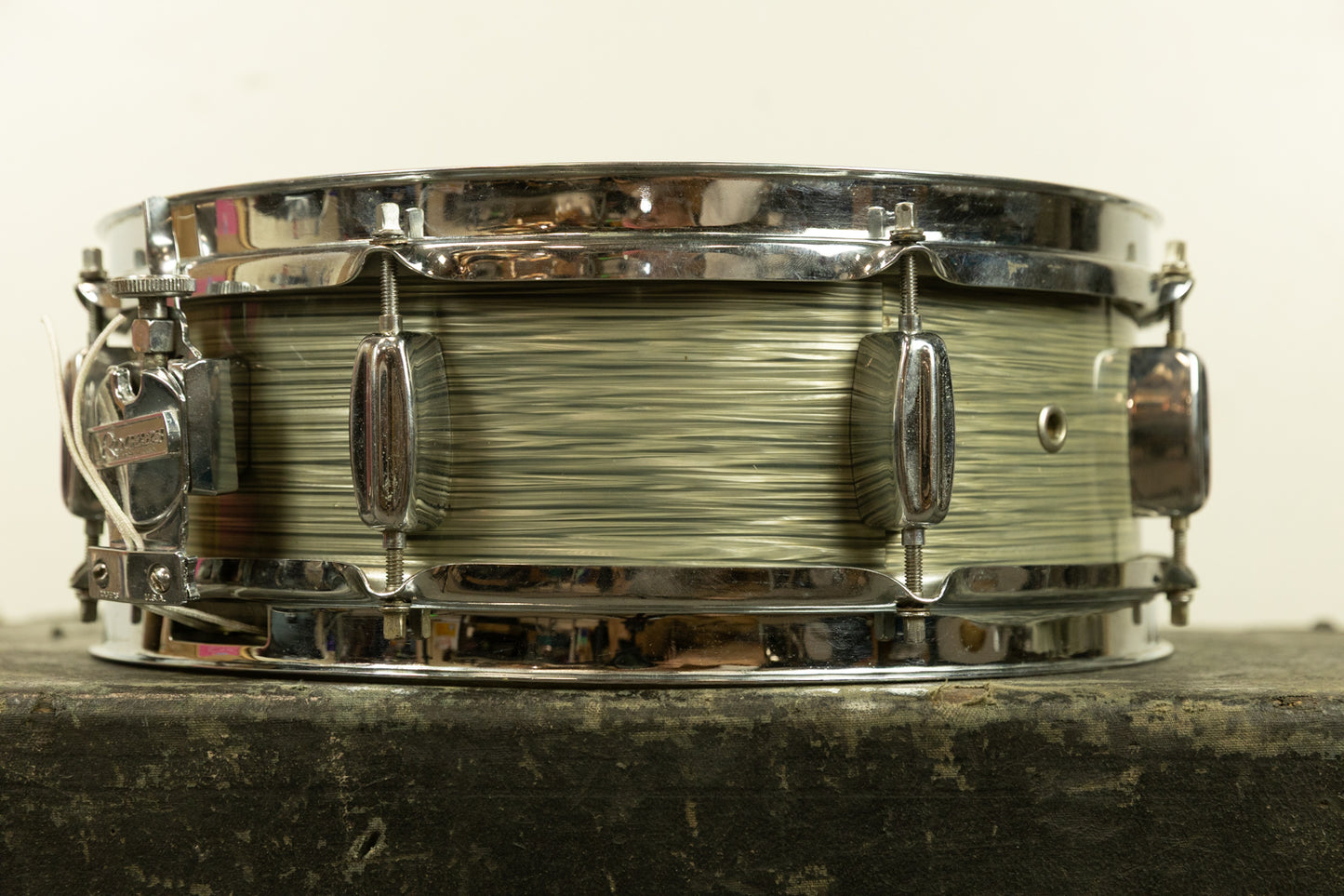 1960s Rogers 5x14 Steel Gray Ripple Powertone Snare Drum