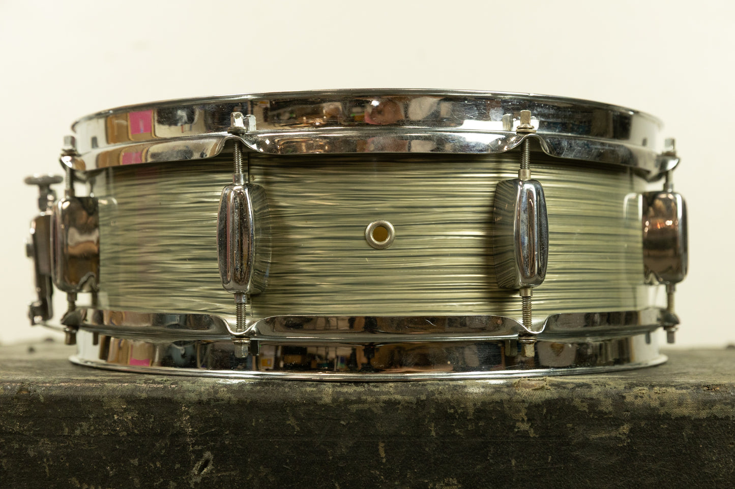 1960s Rogers 5x14 Steel Gray Ripple Powertone Snare Drum