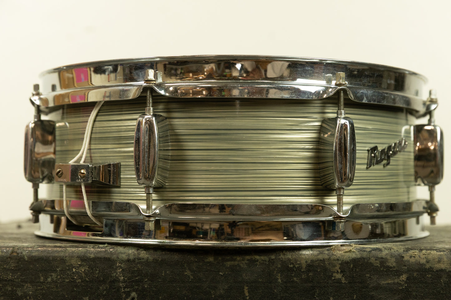 1960s Rogers 5x14 Steel Gray Ripple Powertone Snare Drum