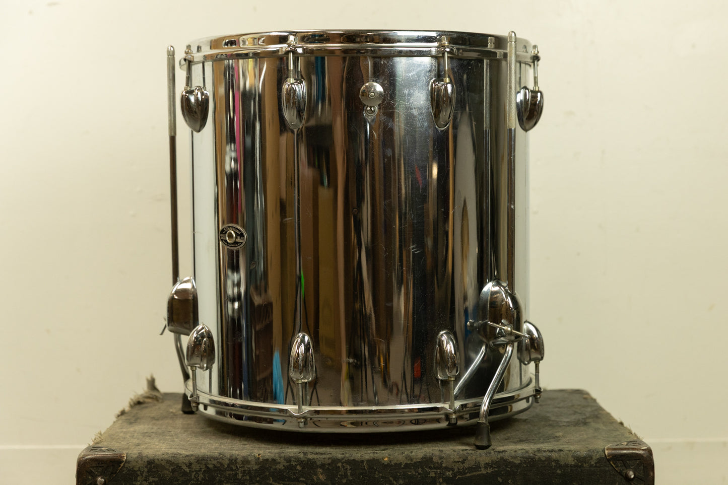 1970s Slingerland 16x16 Chrome Over Wood Floor Tom