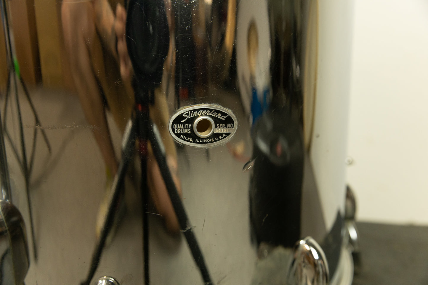 1970s Slingerland 16x16 Chrome Over Wood Floor Tom