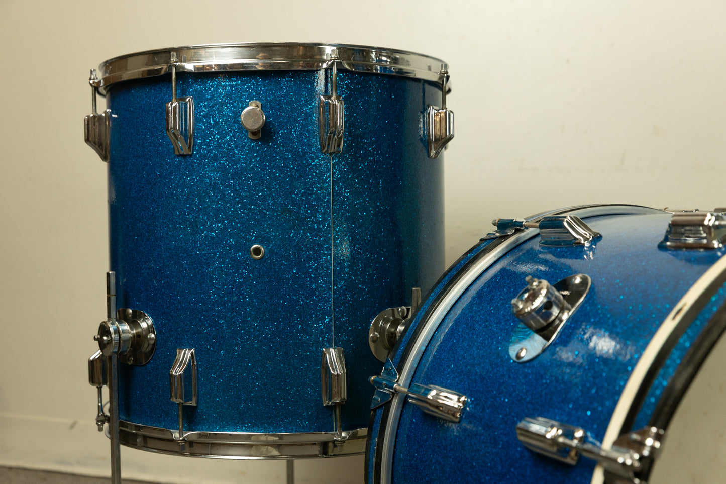 1960s Rogers Sparkling Blue 14x20 9x13 and 16x16 Drum Set