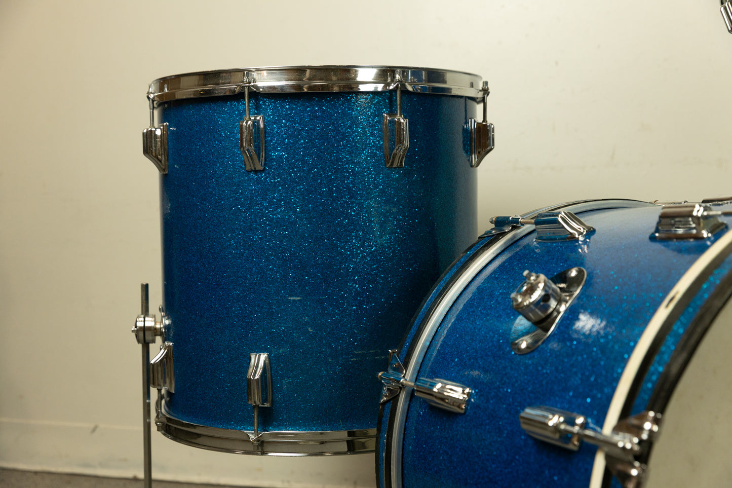 1960s Rogers Sparkling Blue 14x20 9x13 and 16x16 Drum Set