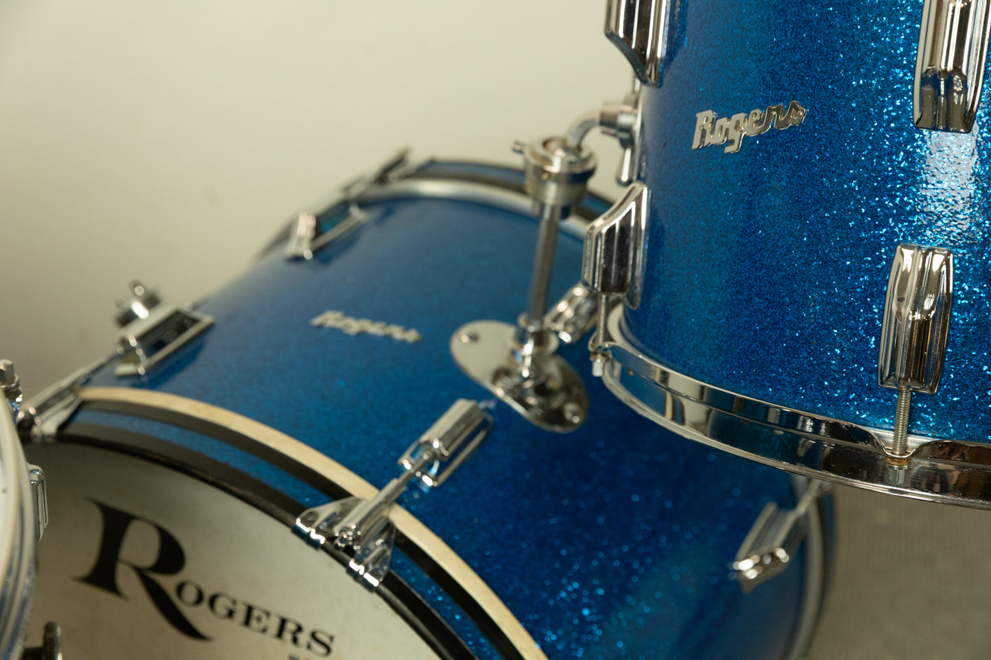 1960s Rogers Sparkling Blue 14x20 9x13 and 16x16 Drum Set
