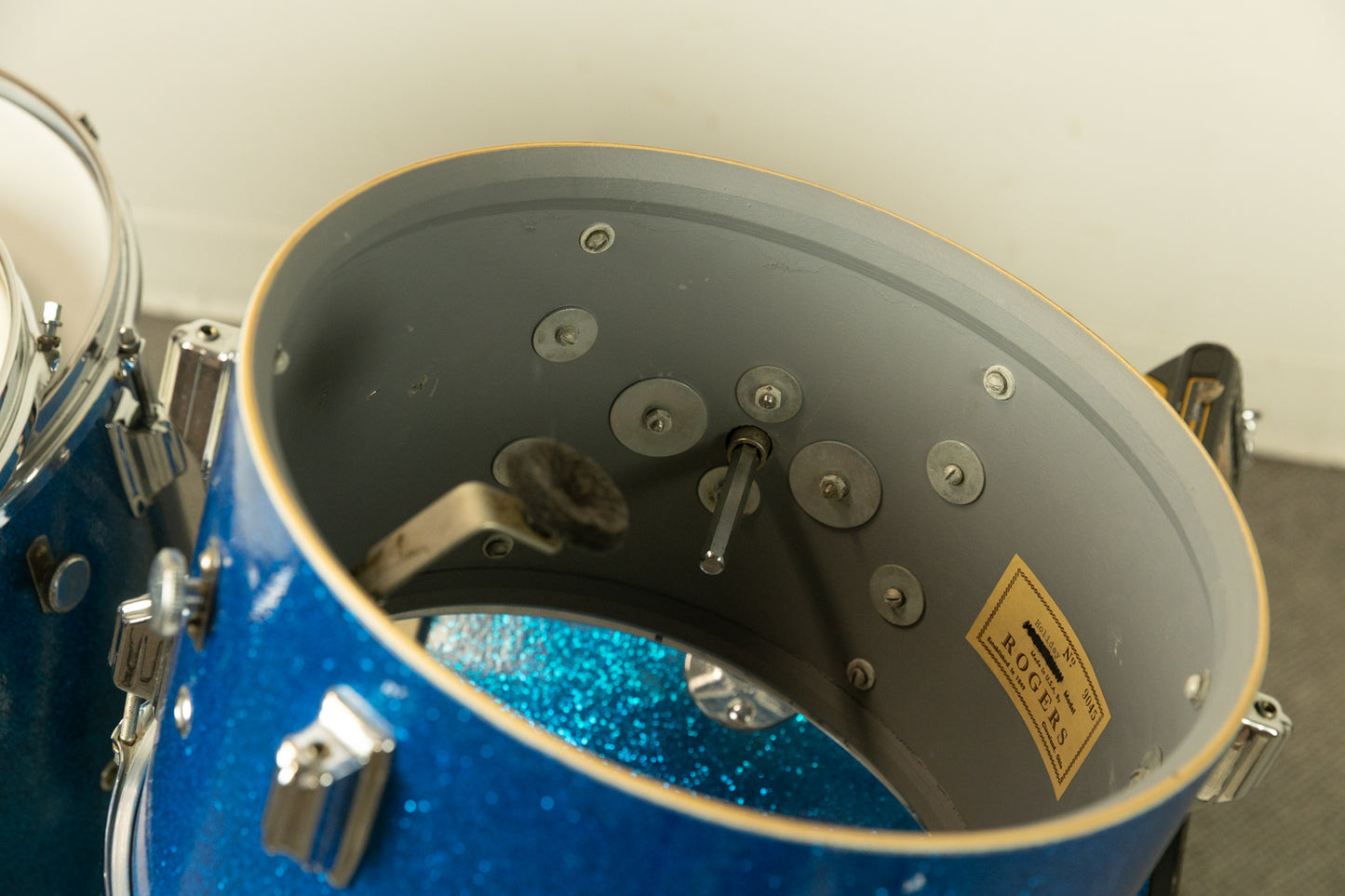 1960s Rogers Sparkling Blue 14x20 9x13 and 16x16 Drum Set