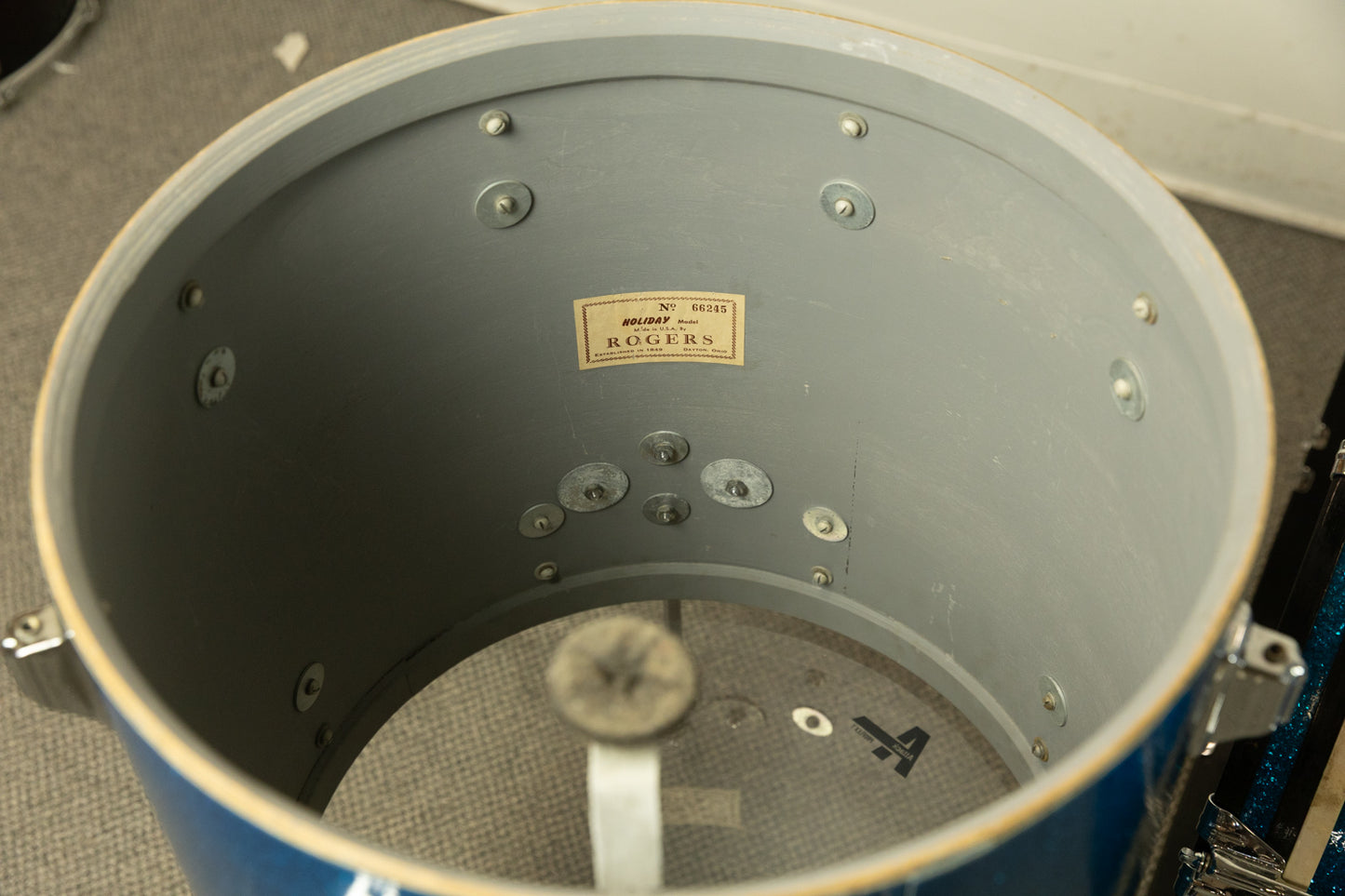 1960s Rogers Sparkling Blue 14x20 9x13 and 16x16 Drum Set