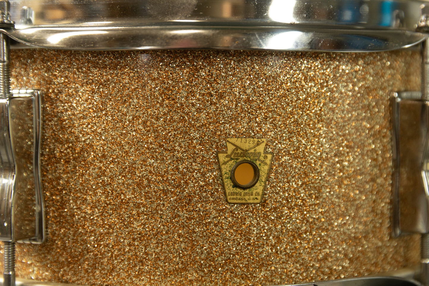 1960s Ludwig 5x14 Champagne Sparkle Pioneer Snare Drum