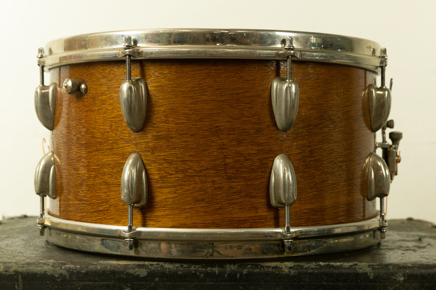1961 Slingerland 8x15 Natural Mahogany Concert King Snare Drum