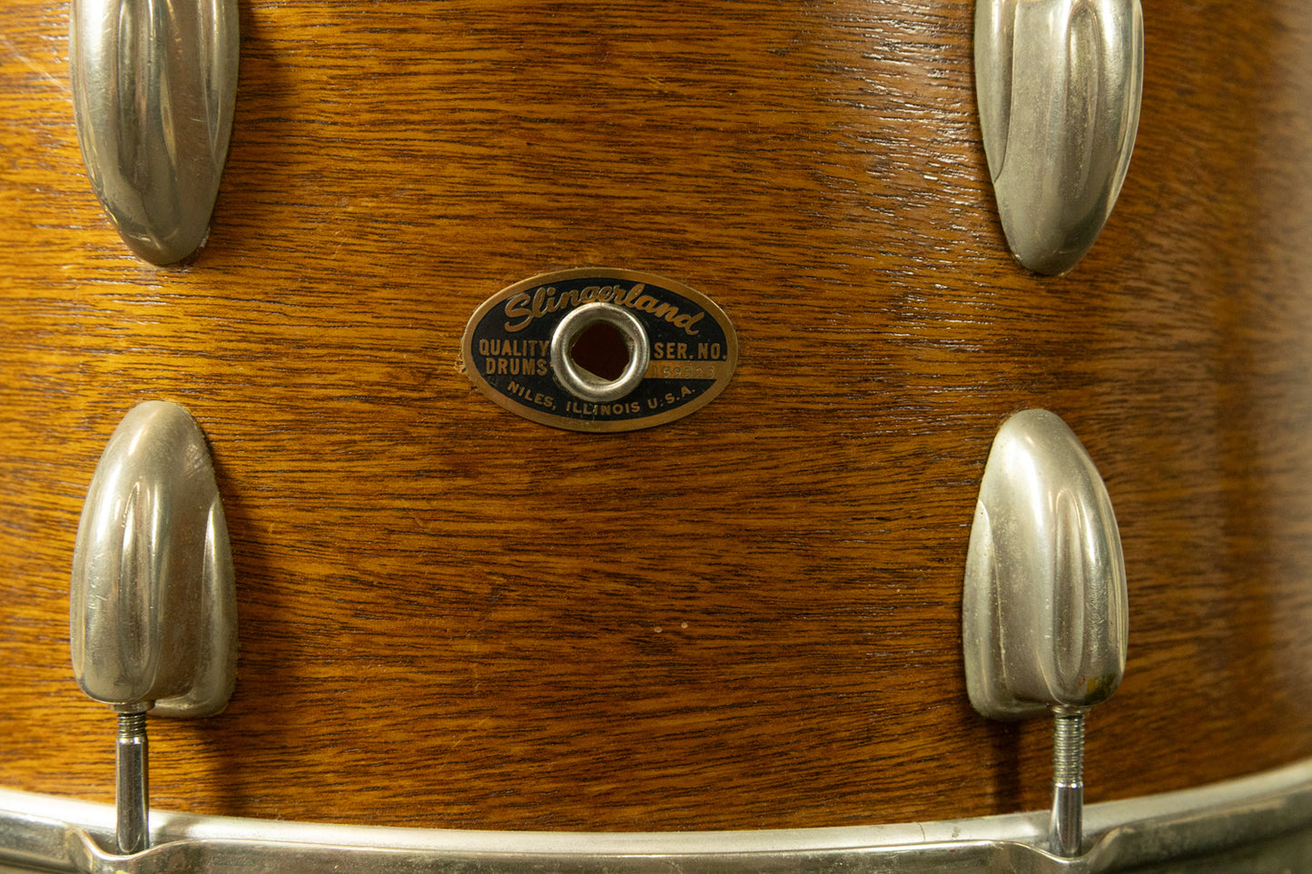 1961 Slingerland 8x15 Natural Mahogany Concert King Snare Drum