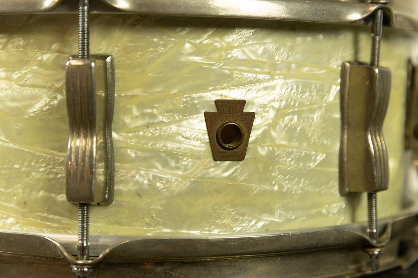 1950s 5x14 WFL White Marine Pearl "Super Classic" Snare Drum