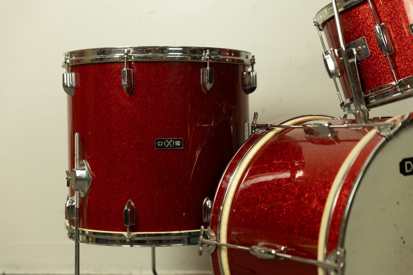 Vintage Dixie Red Sparkle Drum Set 12x18 8x12 16x16 and 5x13