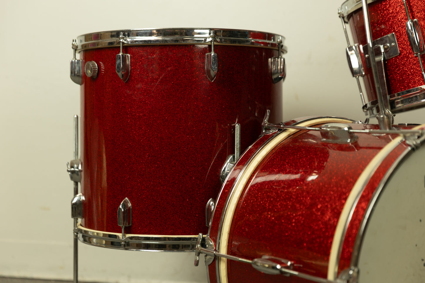 Vintage Dixie Red Sparkle Drum Set 12x18 8x12 16x16 and 5x13