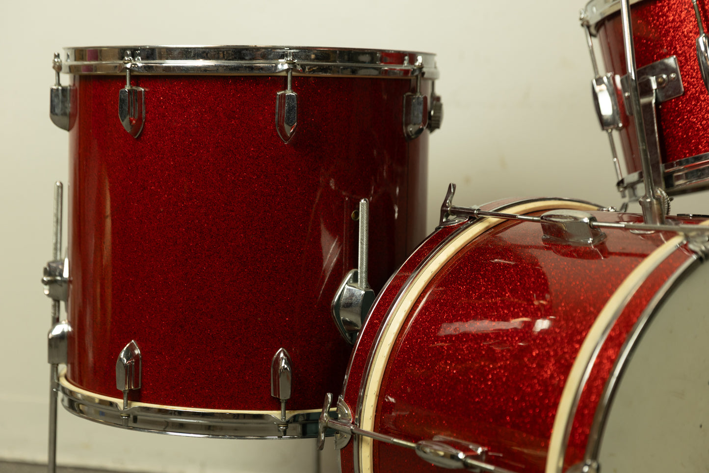 Vintage Dixie Red Sparkle Drum Set 12x18 8x12 16x16 and 5x13