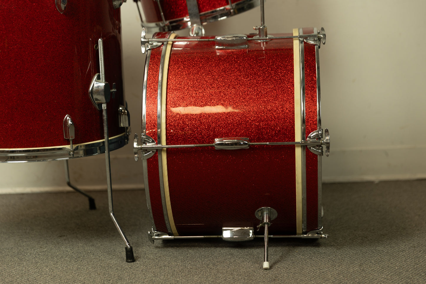 Vintage Dixie Red Sparkle Drum Set 12x18 8x12 16x16 and 5x13