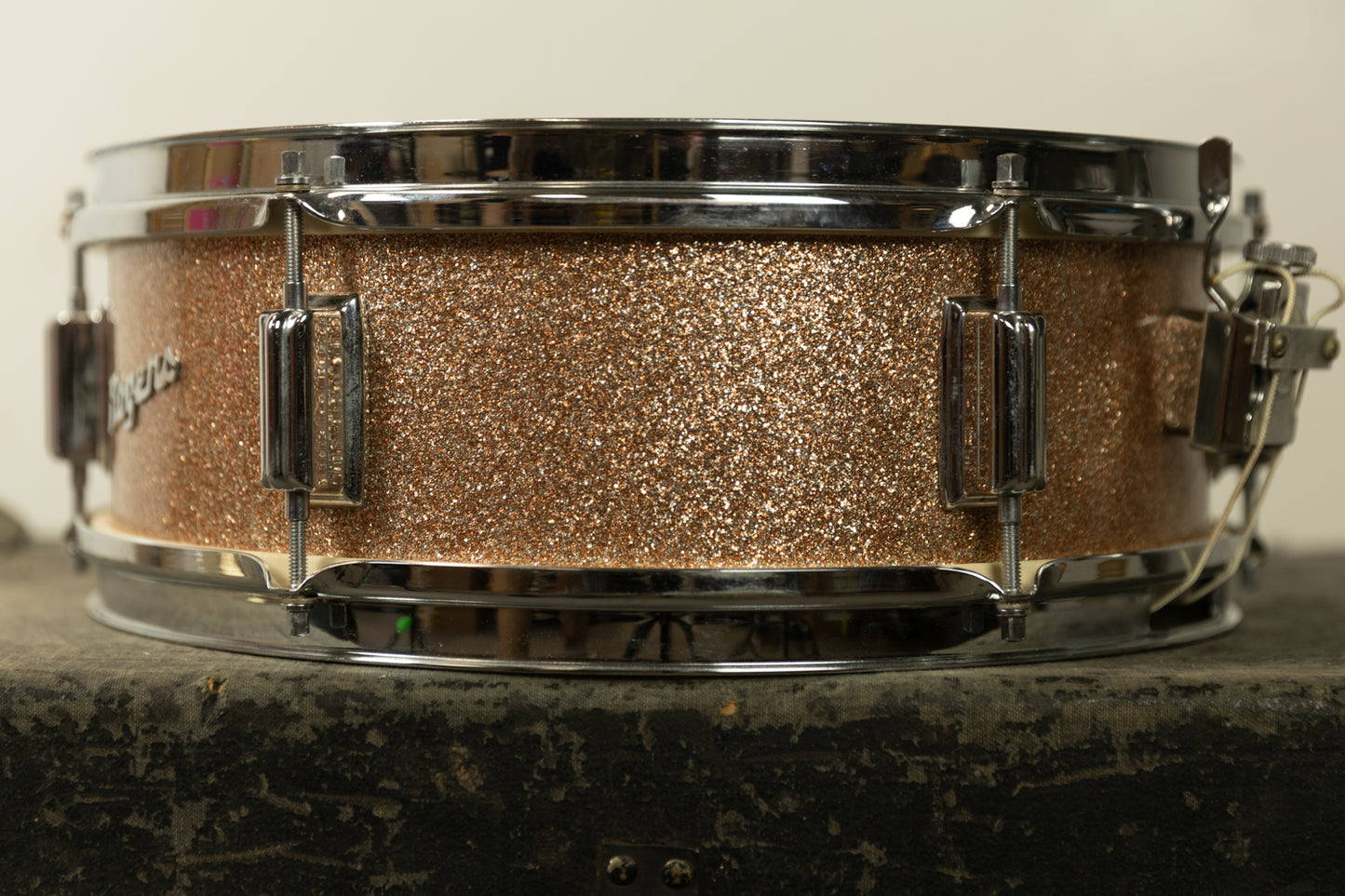 1960s Rogers 5x14 Champagne Sparkle Luxor Snare Drum