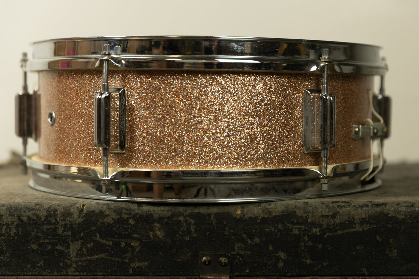 1960s Rogers 5x14 Champagne Sparkle Luxor Snare Drum