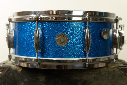 1960s Gretsch 5.5x14 Blue Sparkle Model 4157 Snare Drum