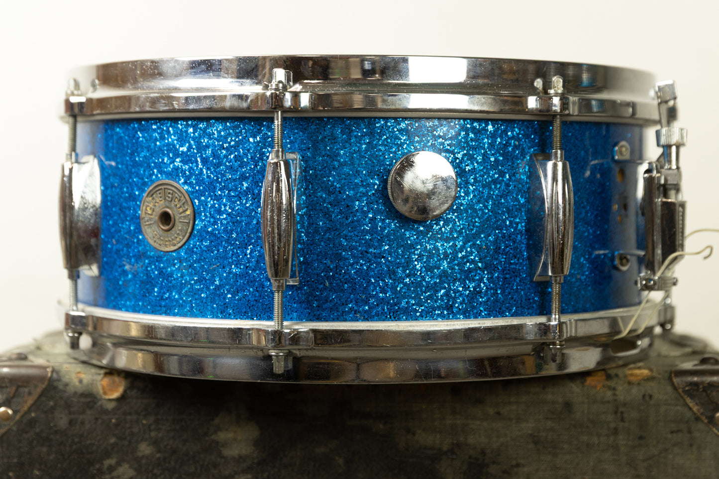 1960s Gretsch 5.5x14 Blue Sparkle Model 4157 Snare Drum