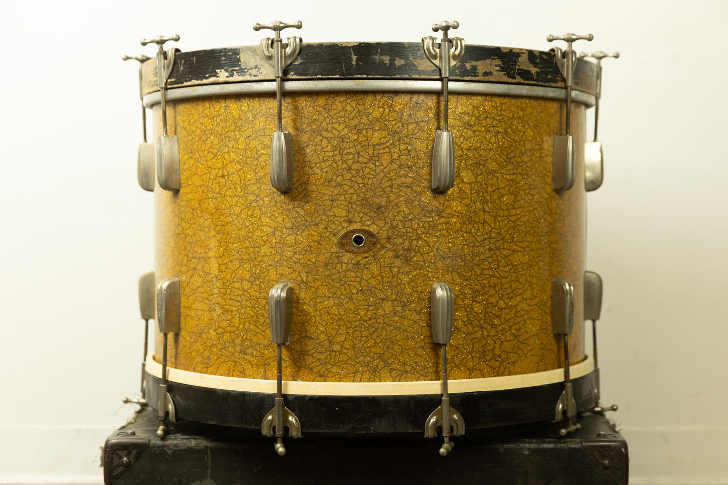 1950s Slingerland 14x22 Gold Sparkle Pearl Radio King Bass Drum