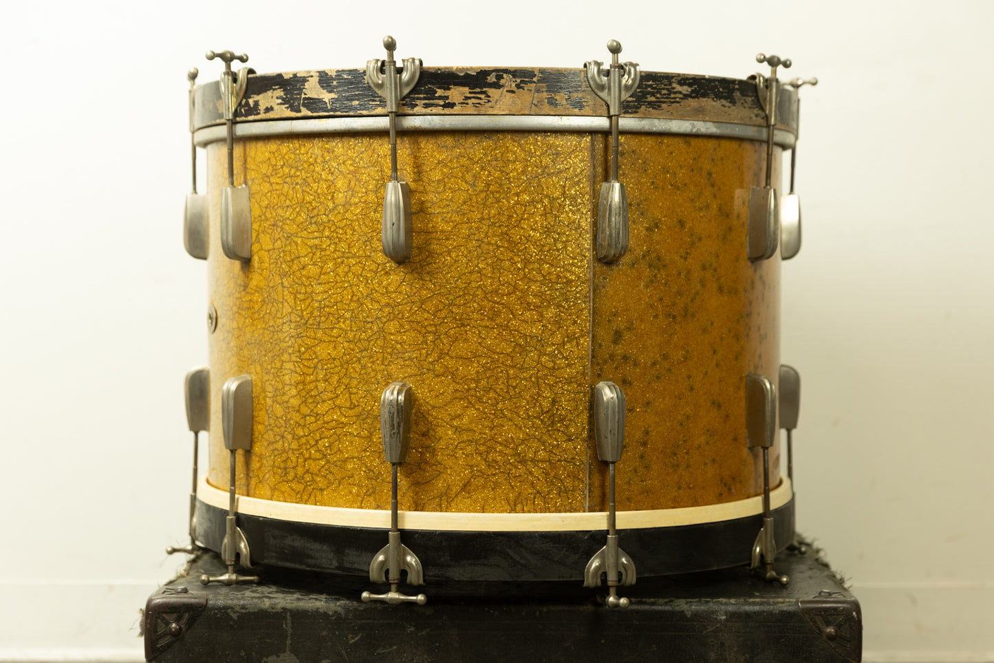 1950s Slingerland 14x22 Gold Sparkle Pearl Radio King Bass Drum