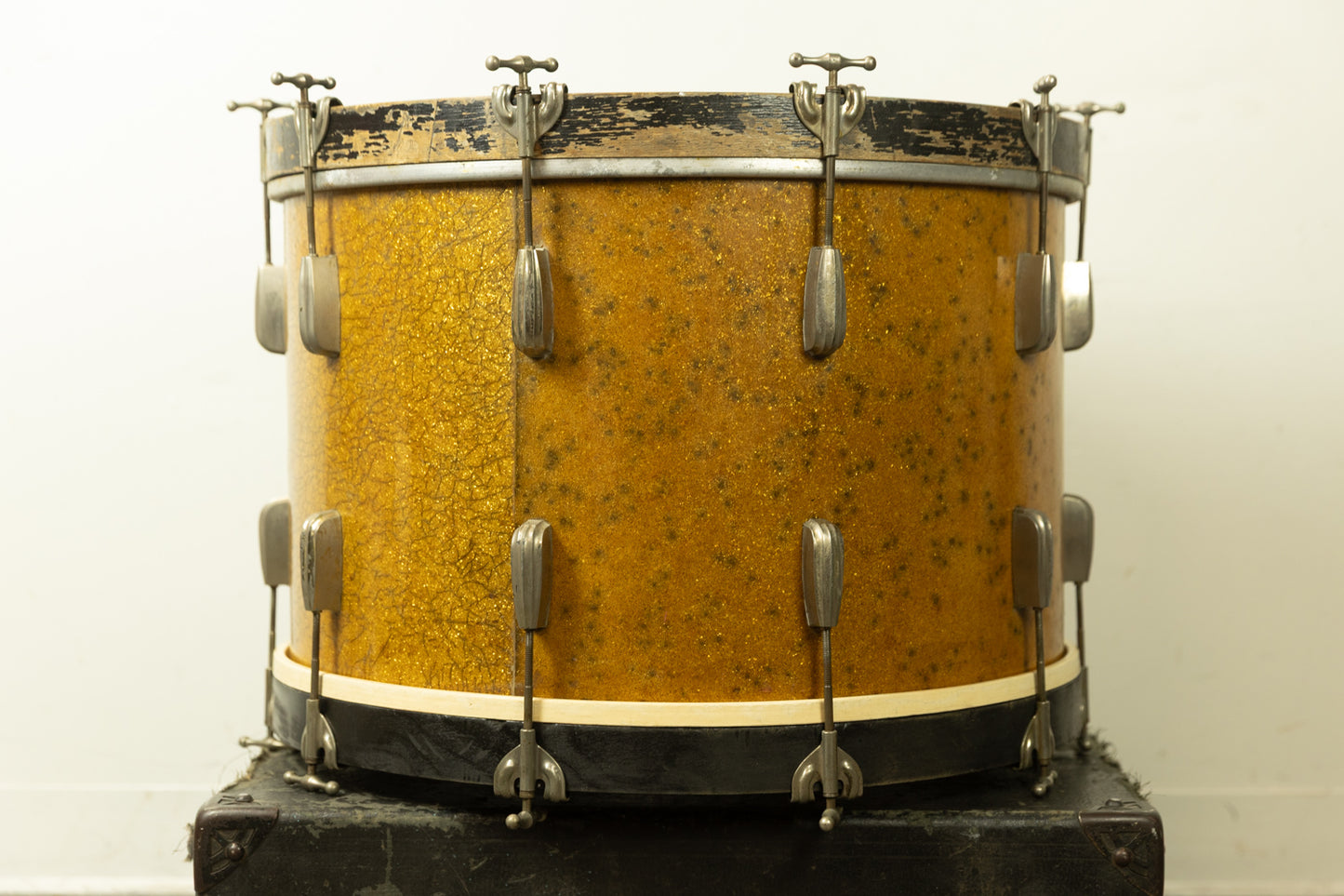 1950s Slingerland 14x22 Gold Sparkle Pearl Radio King Bass Drum