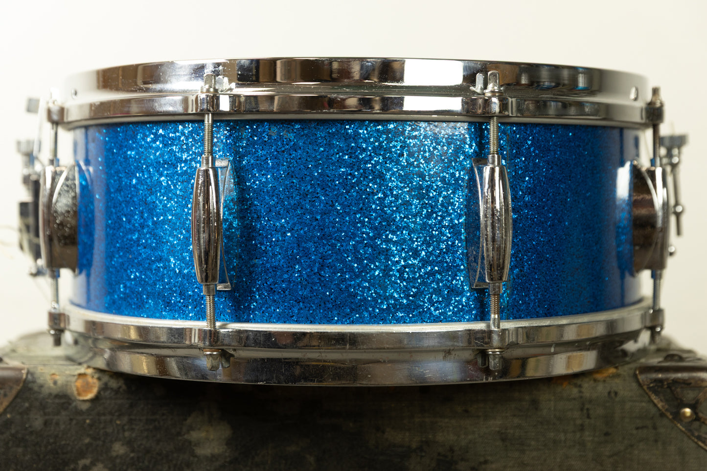 1960s Gretsch 5.5x14 Blue Sparkle Model 4157 Snare Drum