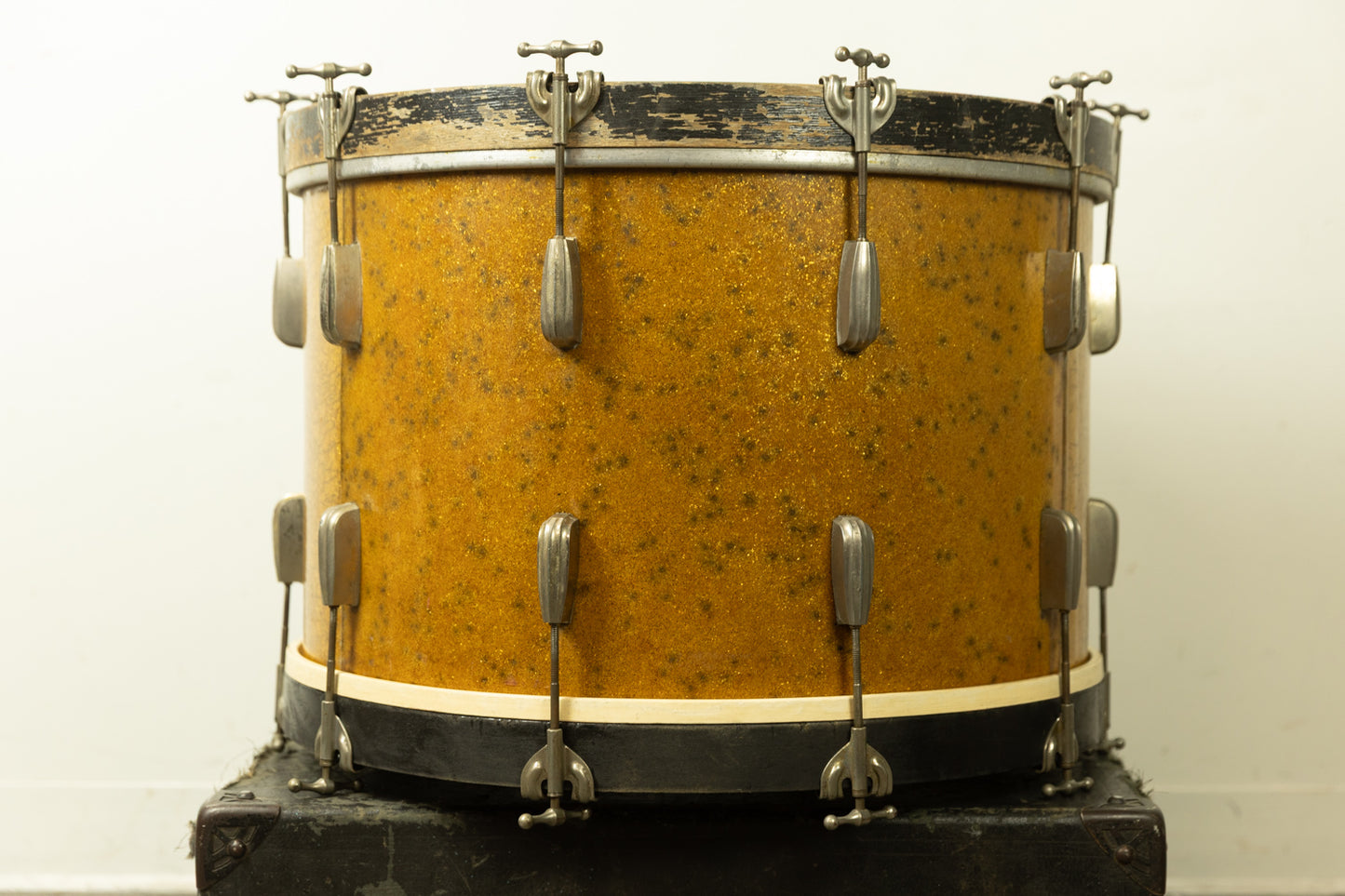 1950s Slingerland 14x22 Gold Sparkle Pearl Radio King Bass Drum