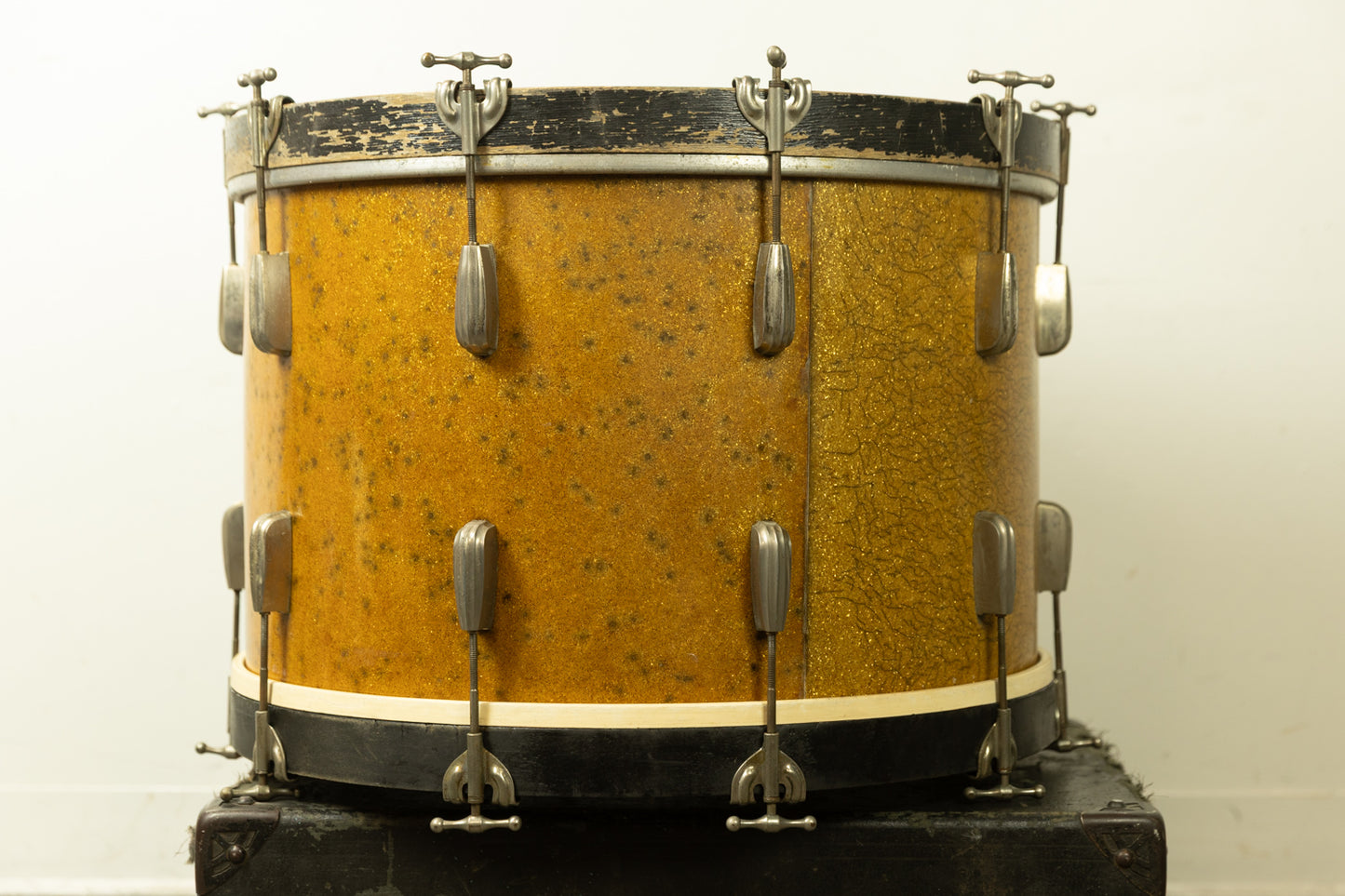 1950s Slingerland 14x22 Gold Sparkle Pearl Radio King Bass Drum