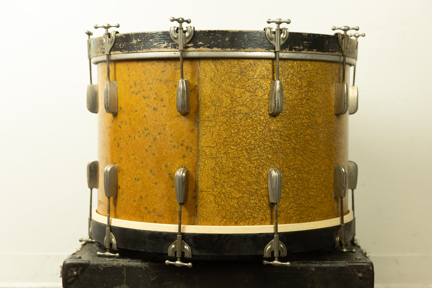 1950s Slingerland 14x22 Gold Sparkle Pearl Radio King Bass Drum