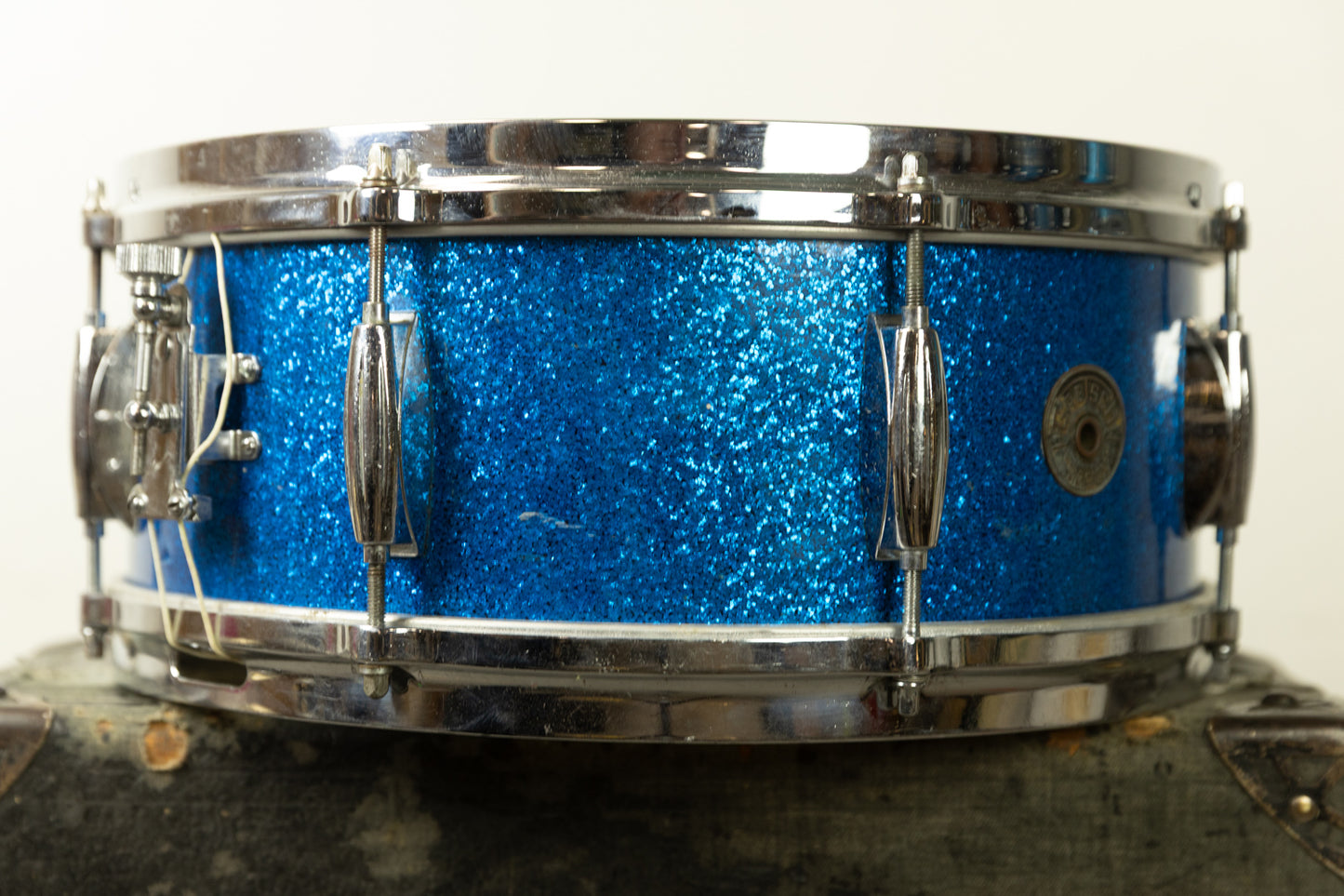 1960s Gretsch 5.5x14 Blue Sparkle Model 4157 Snare Drum