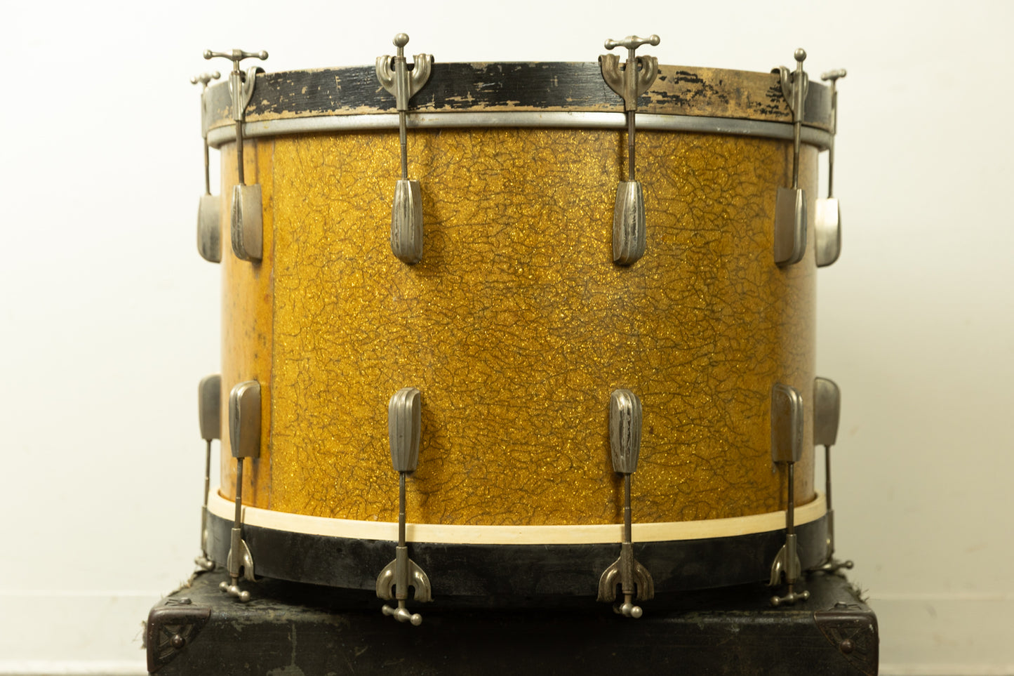 1950s Slingerland 14x22 Gold Sparkle Pearl Radio King Bass Drum