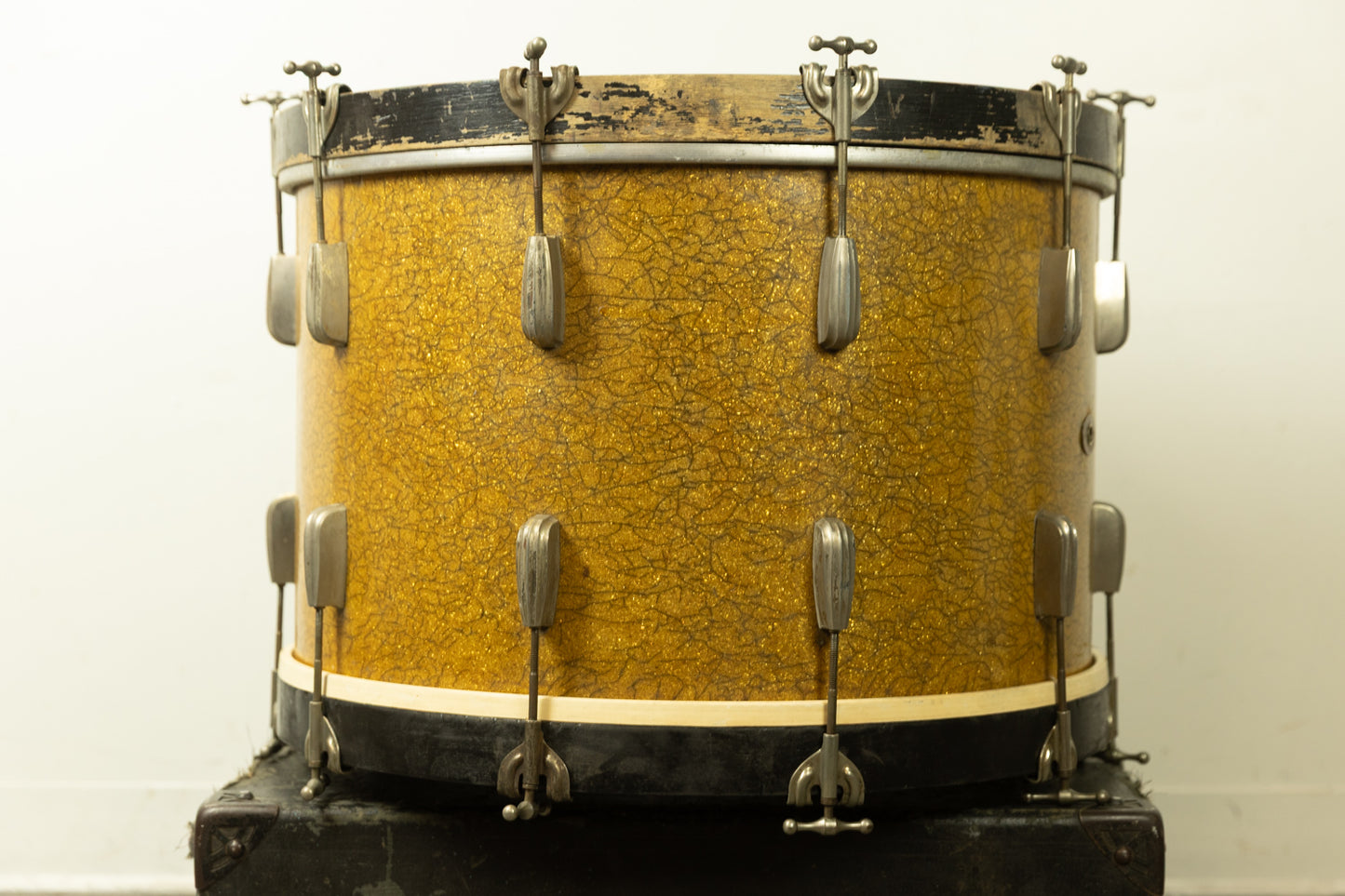 1950s Slingerland 14x22 Gold Sparkle Pearl Radio King Bass Drum
