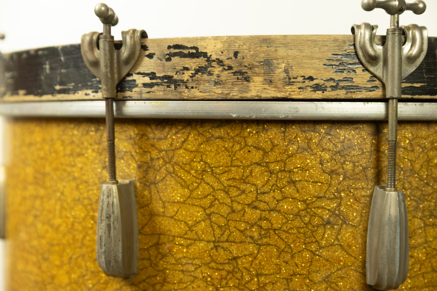 1950s Slingerland 14x22 Gold Sparkle Pearl Radio King Bass Drum