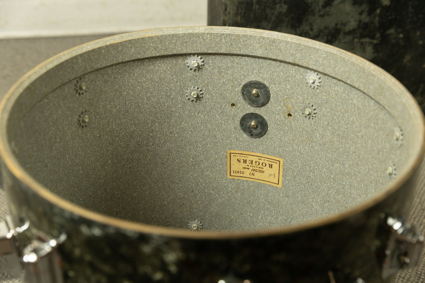 1970s Rogers Black Diamond Pearl 14x24 9x13 and 16x16 Drum Set