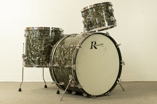 1970s Rogers Black Diamond Pearl 14x24 9x13 and 16x16 Drum Set