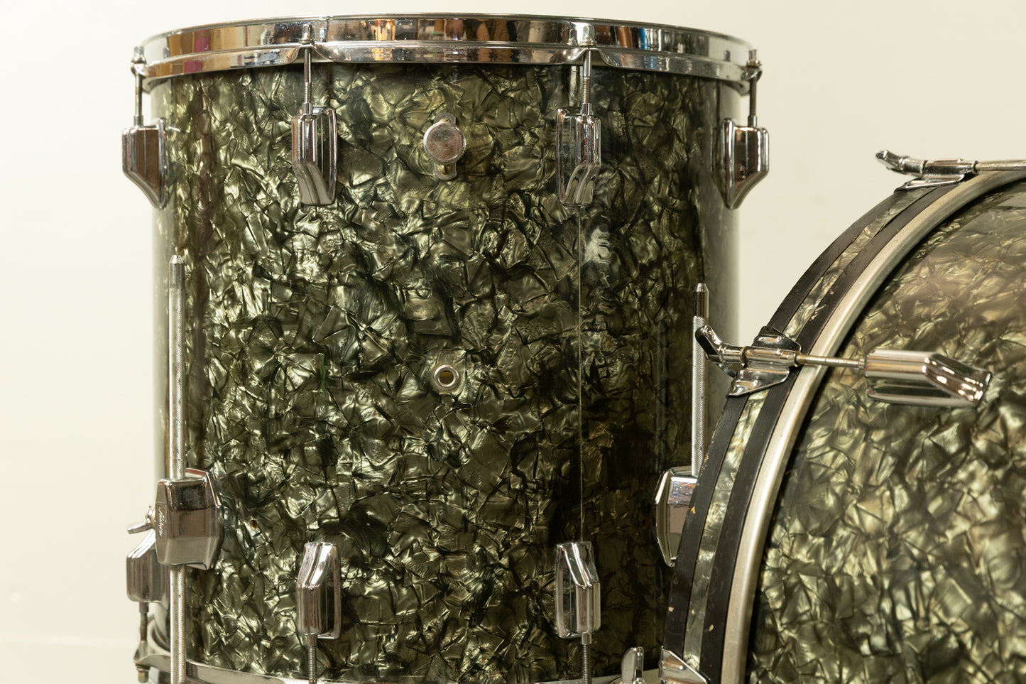 1970s Rogers Black Diamond Pearl 14x24 9x13 and 16x16 Drum Set