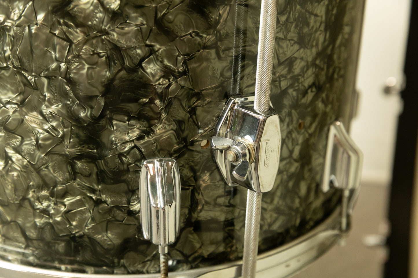 1970s Rogers Black Diamond Pearl 14x24 9x13 and 16x16 Drum Set