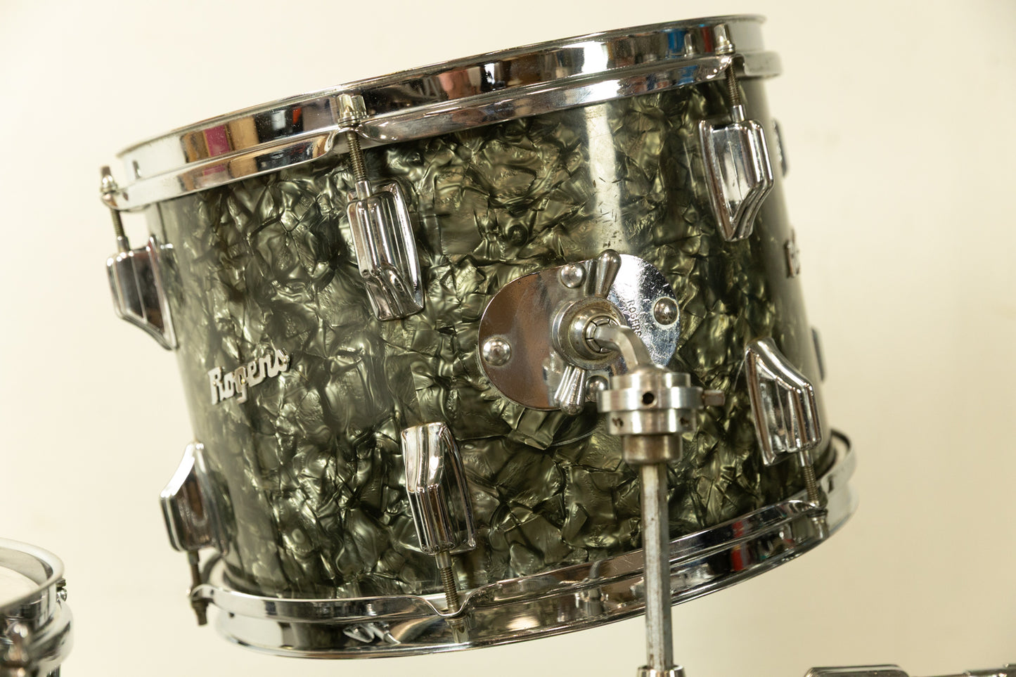 1970s Rogers Black Diamond Pearl 14x24 9x13 and 16x16 Drum Set