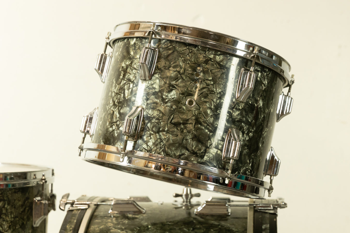 1970s Rogers Black Diamond Pearl 14x24 9x13 and 16x16 Drum Set