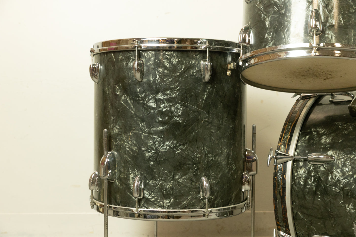 1962 Slingerland Black Diamond Pearl "Double Rail" Drum Set