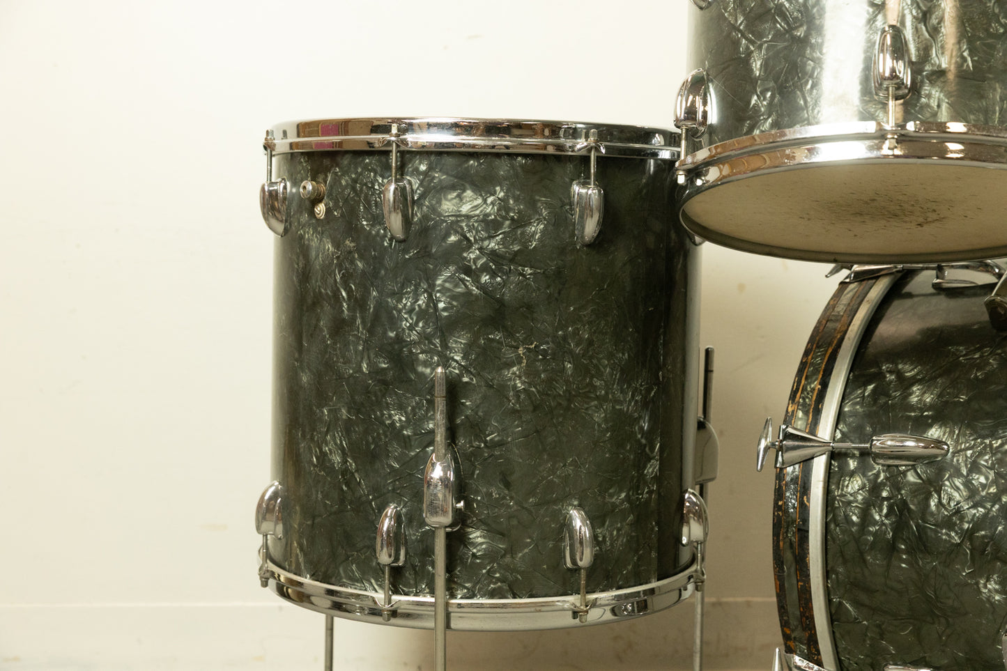 1962 Slingerland Black Diamond Pearl "Double Rail" Drum Set