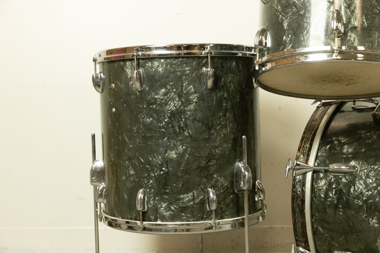1962 Slingerland Black Diamond Pearl "Double Rail" Drum Set