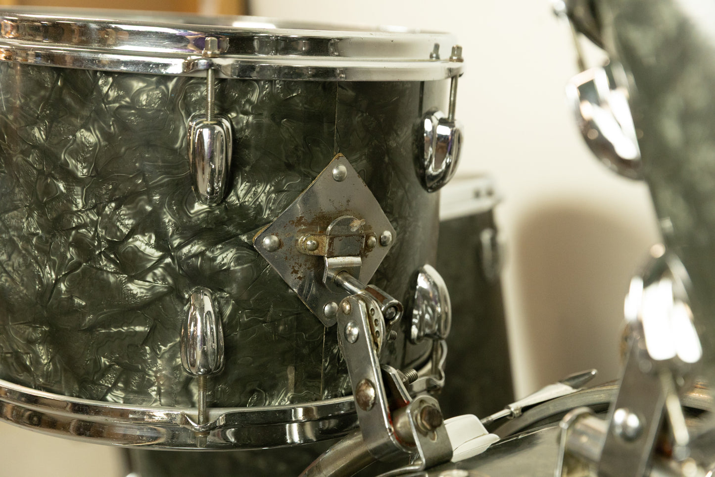 1962 Slingerland Black Diamond Pearl "Double Rail" Drum Set