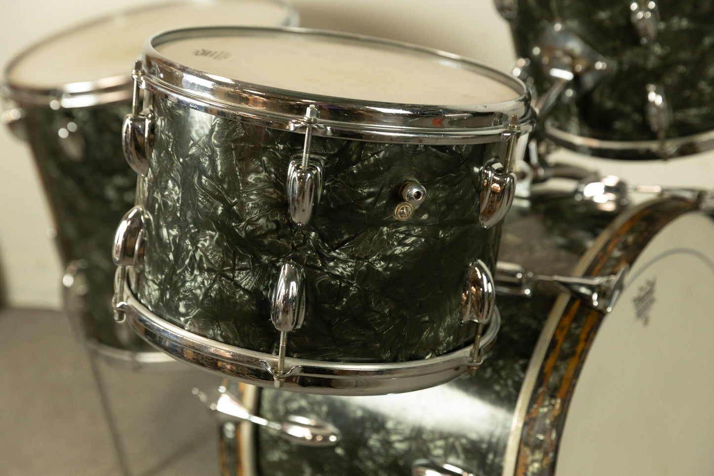 1962 Slingerland Black Diamond Pearl "Double Rail" Drum Set