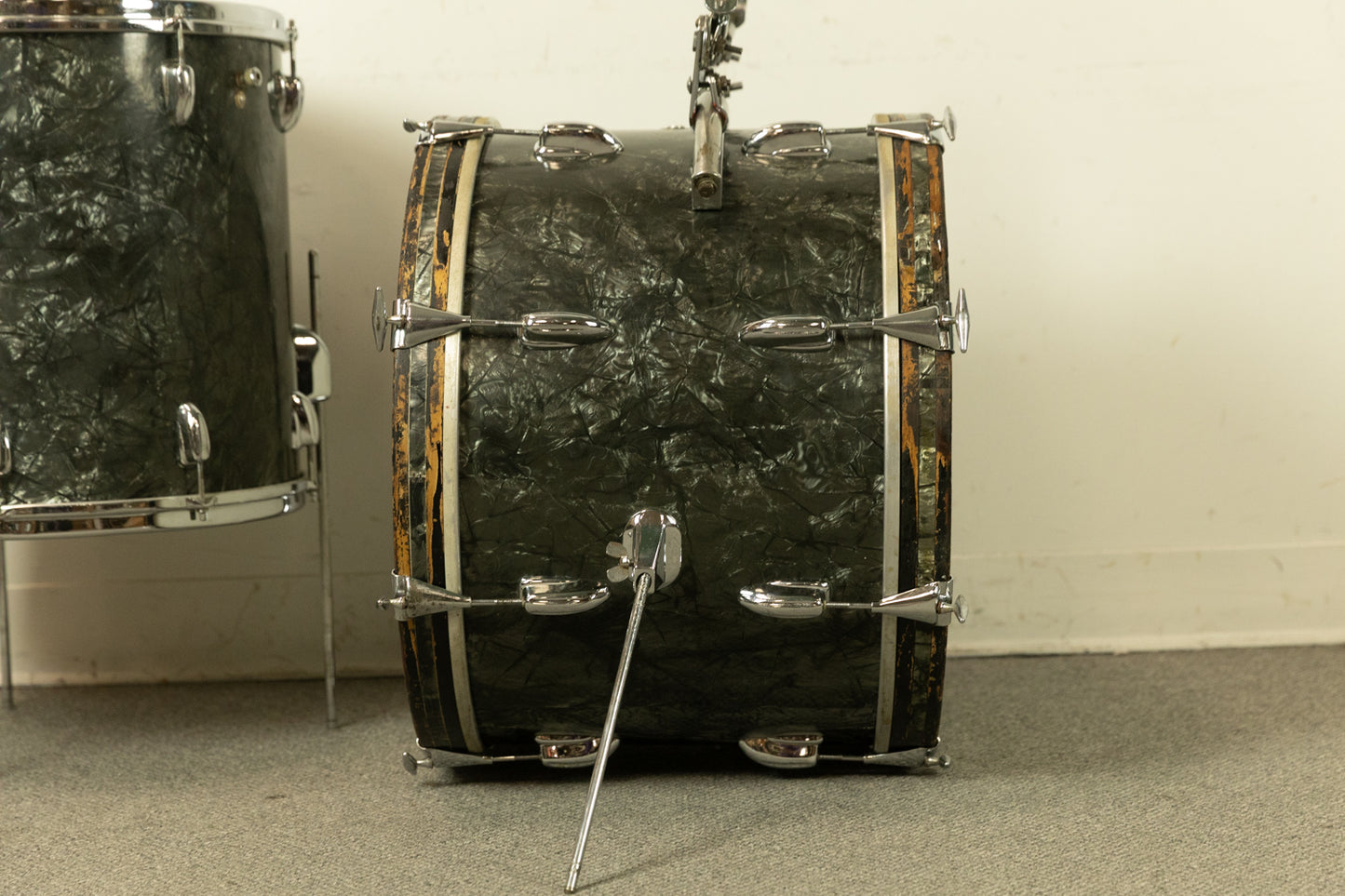 1962 Slingerland Black Diamond Pearl "Double Rail" Drum Set