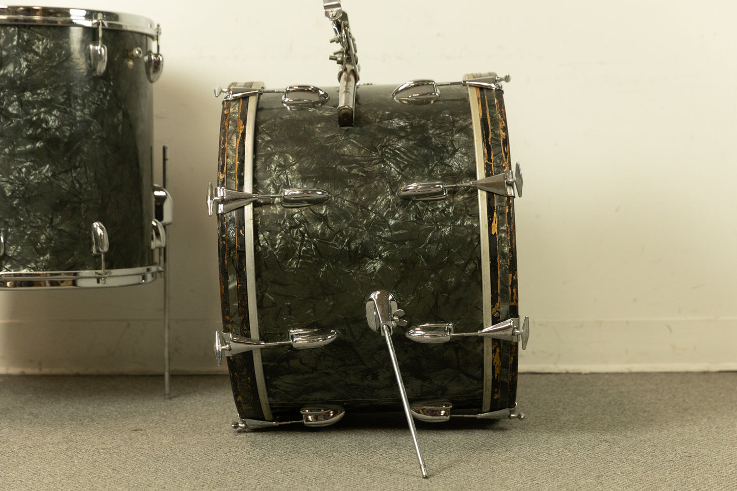 1962 Slingerland Black Diamond Pearl "Double Rail" Drum Set