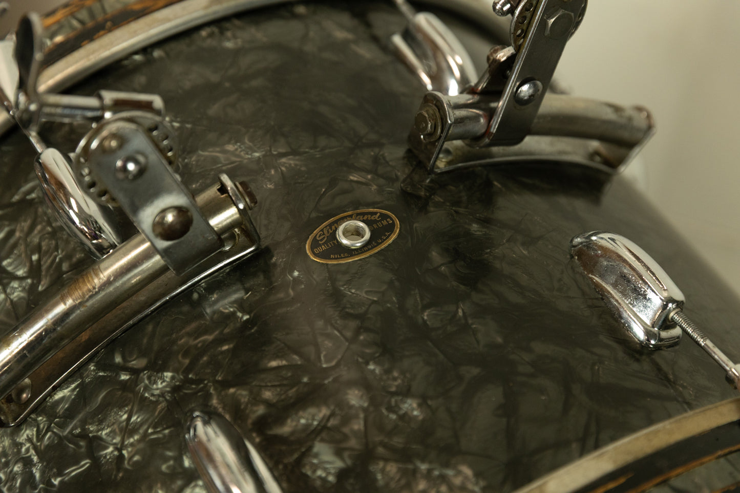 1962 Slingerland Black Diamond Pearl "Double Rail" Drum Set