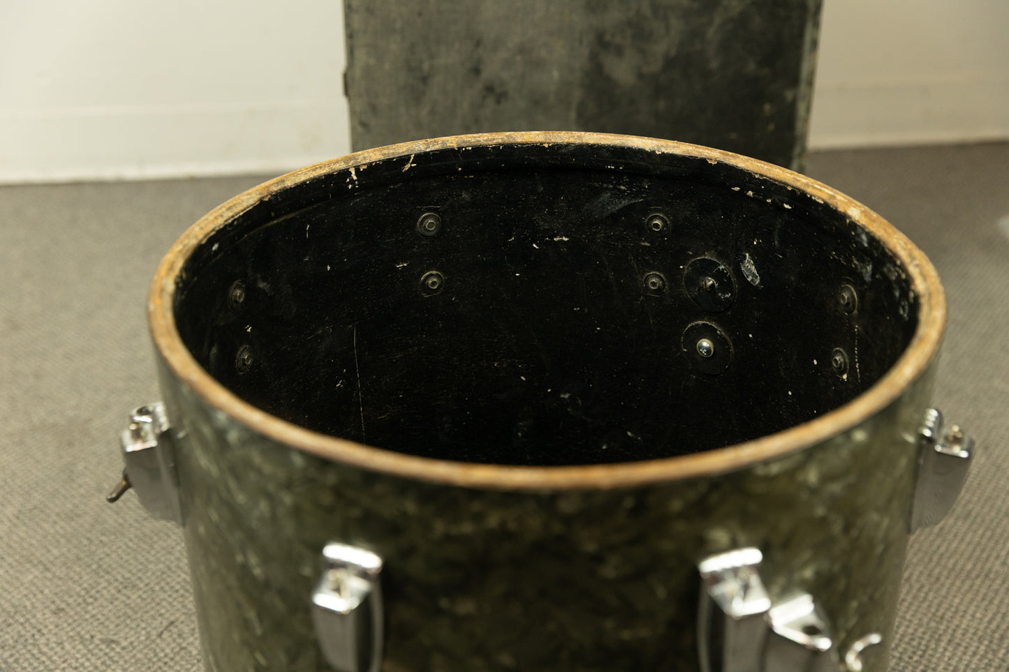 1960s Ludwig 16x16 Black Diamond Pearl Floor Tom